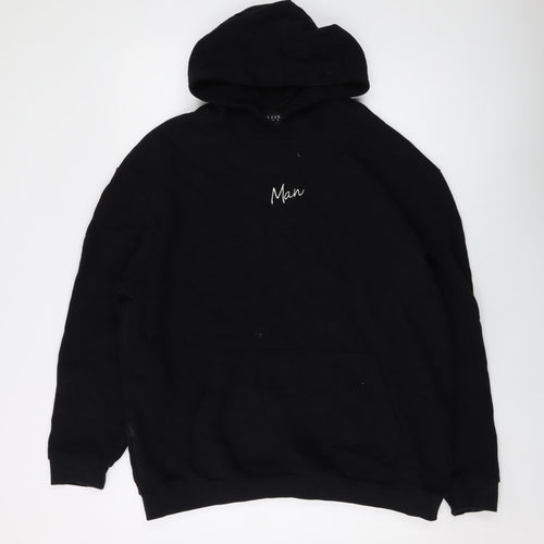 Boohoo Mens Black Cotton Pullover Hoodie Size S