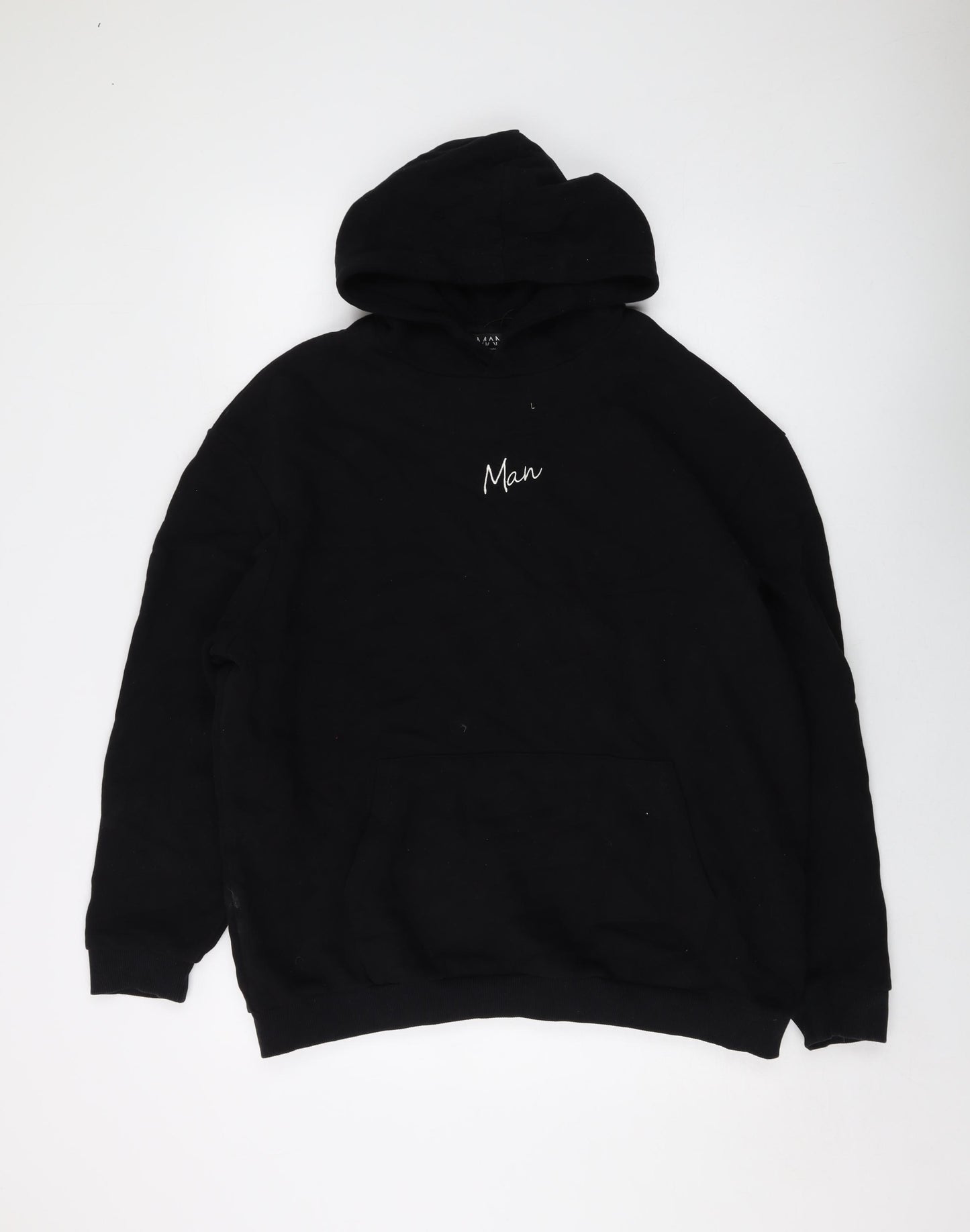 Boohoo Mens Black Cotton Pullover Hoodie Size S
