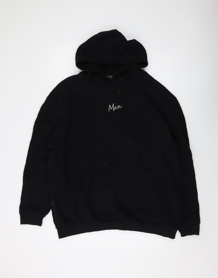 Boohoo Mens Black Cotton Pullover Hoodie Size S