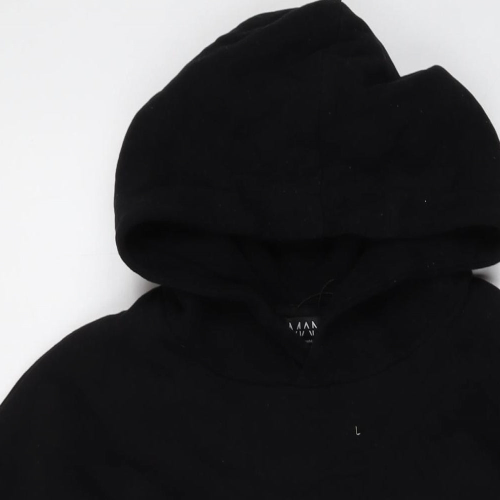 Boohoo Mens Black Cotton Pullover Hoodie Size S