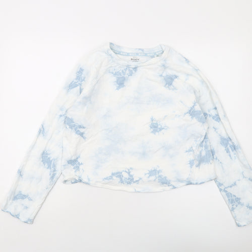Marks and Spencer Womens White Geometric Cotton Pullover Sweatshirt Size 10 Pullover