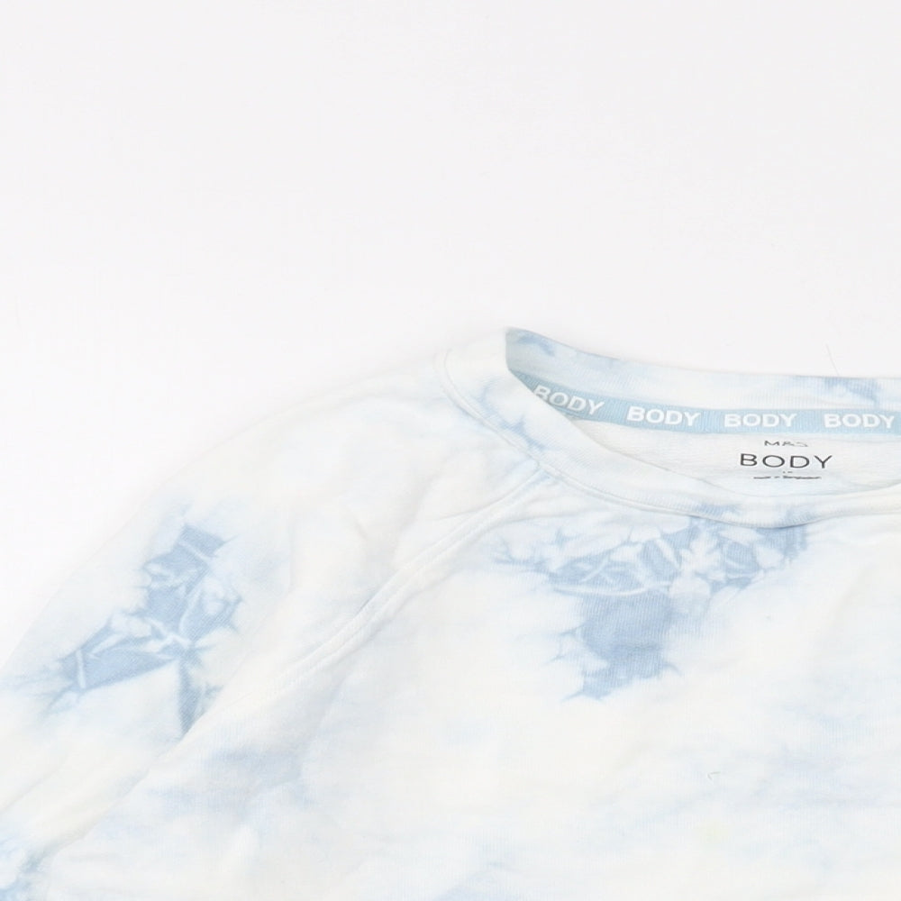Marks and Spencer Womens White Geometric Cotton Pullover Sweatshirt Size 10 Pullover