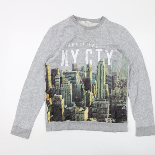 H&M Girls Grey Cotton Pullover Sweatshirt Size 14 Years Pullover