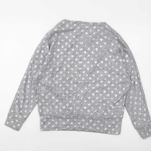 Dorothy Perkins Womens Grey Crew Neck Polka Dot Polyester Pullover Jumper Size 10