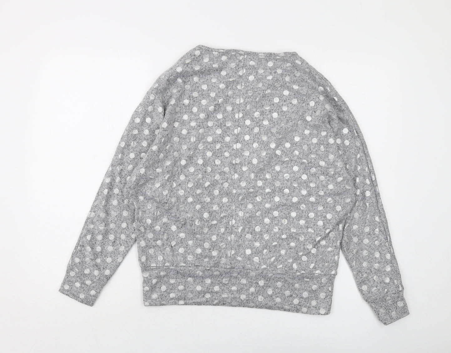 Dorothy Perkins Womens Grey Crew Neck Polka Dot Polyester Pullover Jumper Size 10