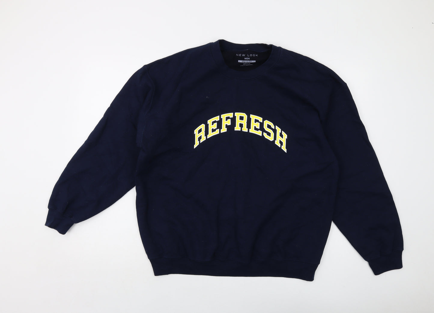 New Look Mens Blue Cotton Pullover Sweatshirt Size M