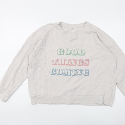 John Lewis Womens Grey Cotton Pullover Sweatshirt Size L Pullover