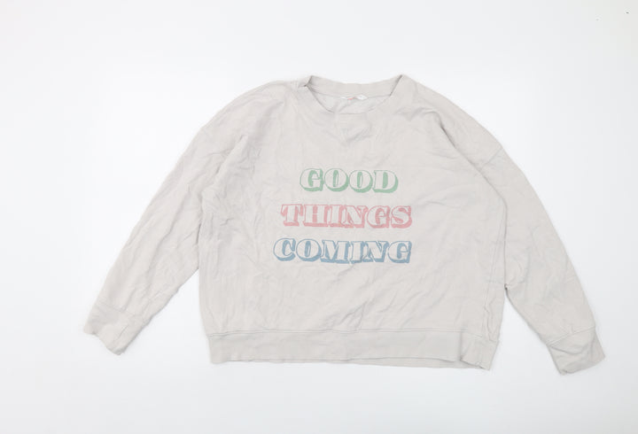 John Lewis Womens Grey Cotton Pullover Sweatshirt Size L Pullover