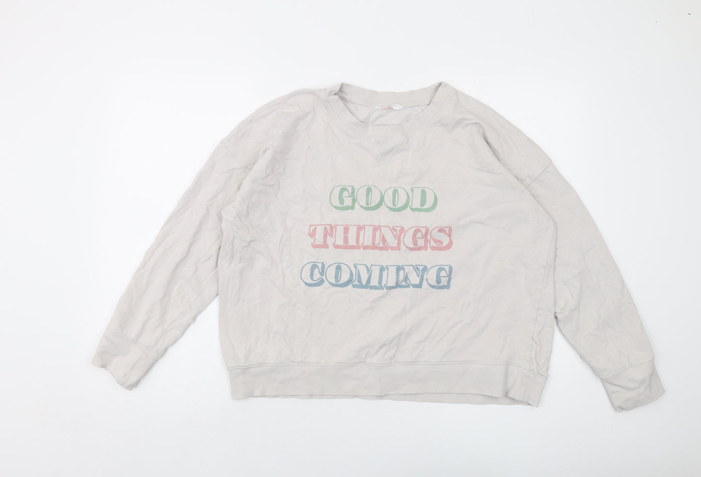John Lewis Womens Grey Cotton Pullover Sweatshirt Size L Pullover