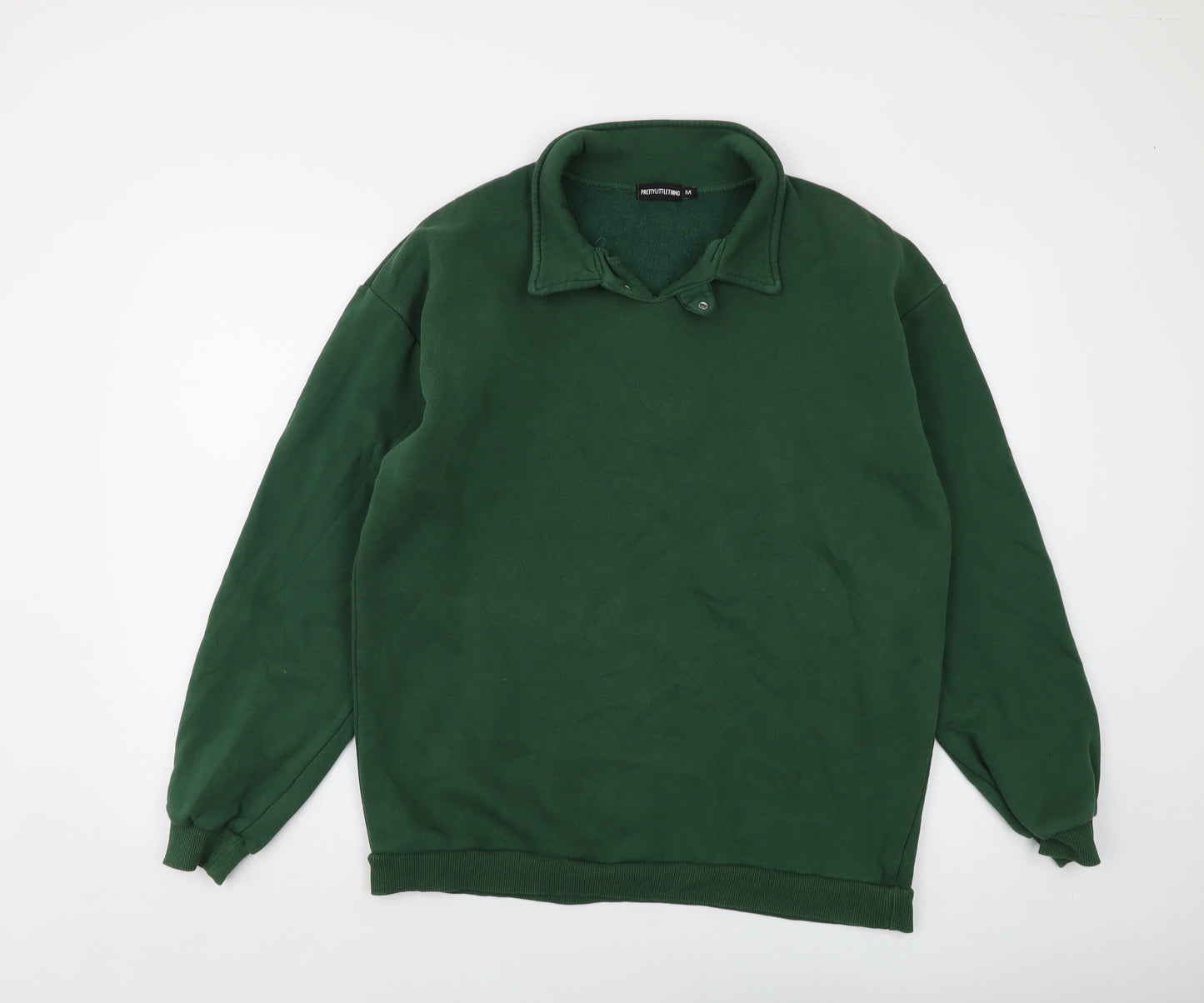 PRETTYLITTLETHING Mens Green Cotton Pullover Sweatshirt Size M