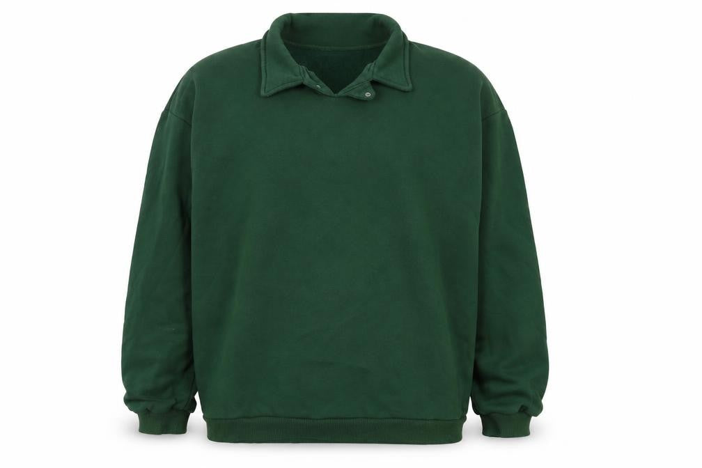 Front view of PRETTYLITTLETHING men’s green cotton pullover sweatshirt, size M