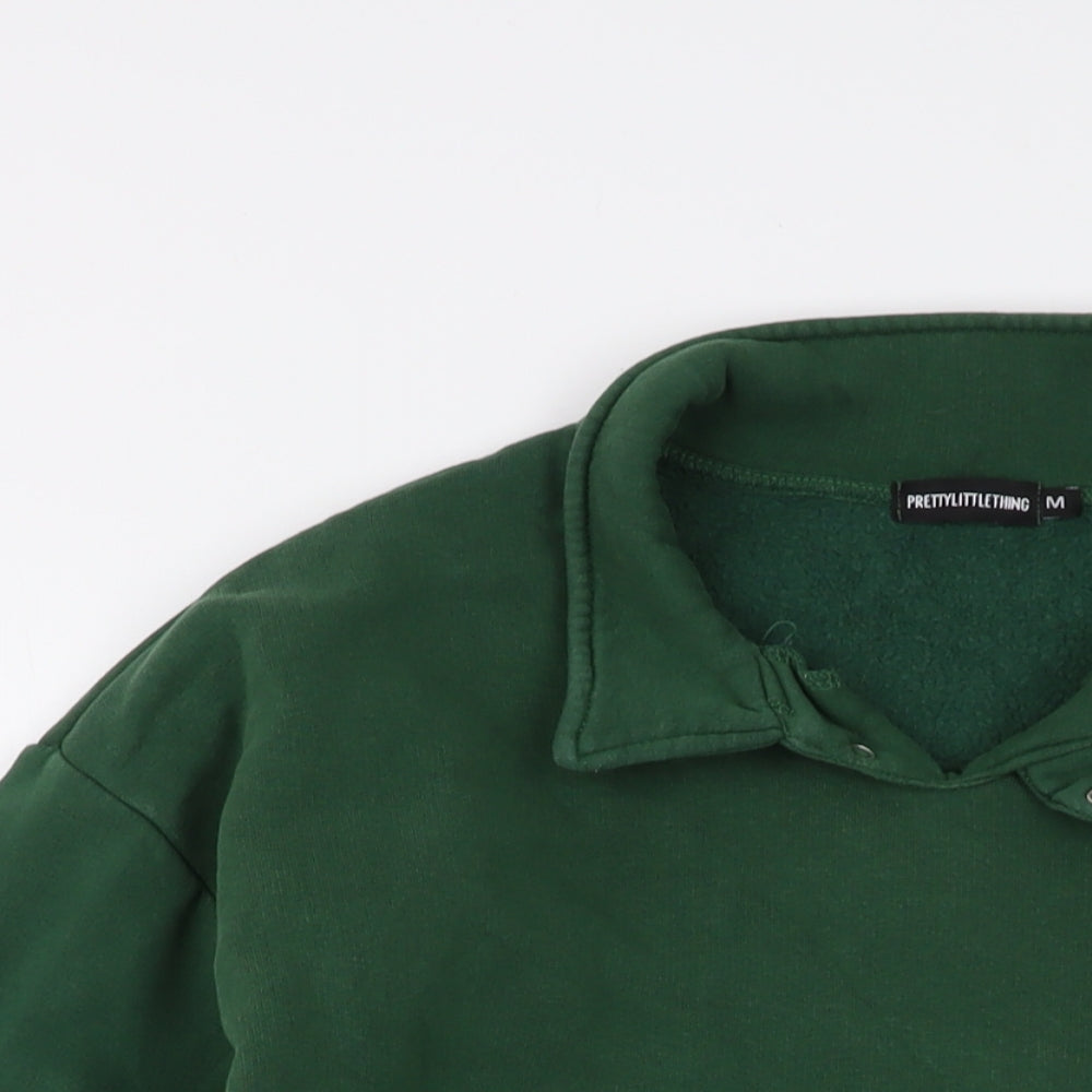 PRETTYLITTLETHING Mens Green Cotton Pullover Sweatshirt Size M