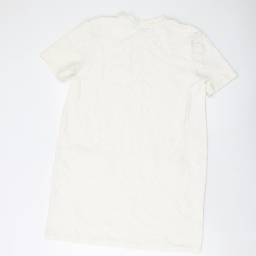 Zara Womens Ivory Polyester Tunic T-Shirt Size M Crew Neck