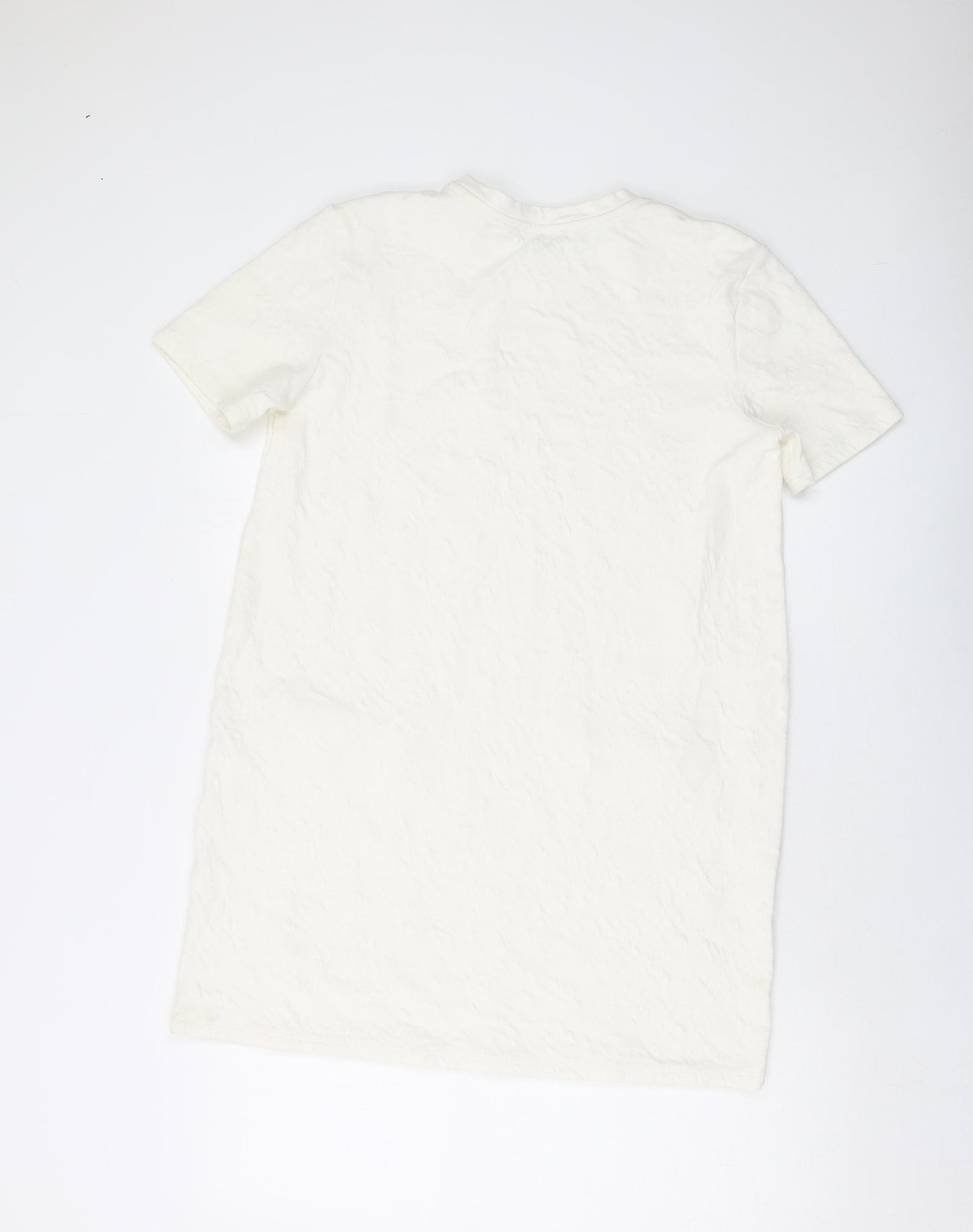 Zara Womens Ivory Polyester Tunic T-Shirt Size M Crew Neck
