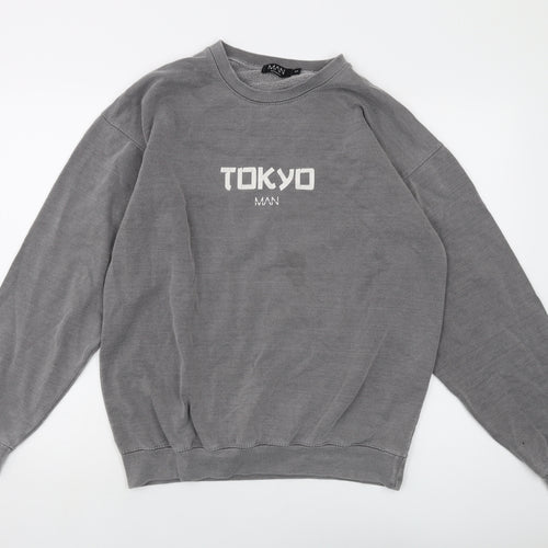 Boohoo Mens Grey Cotton Pullover Sweatshirt Size S