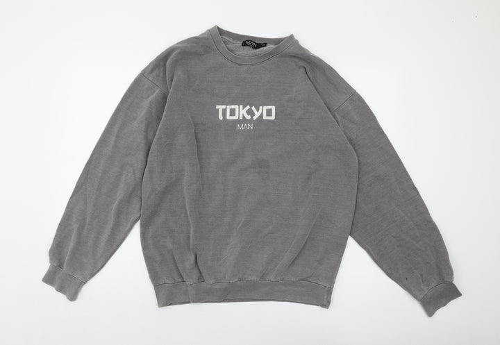 Boohoo Mens Grey Cotton Pullover Sweatshirt Size S