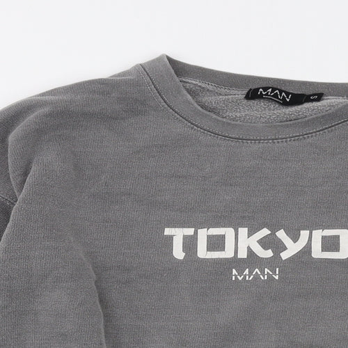 Boohoo Mens Grey Cotton Pullover Sweatshirt Size S