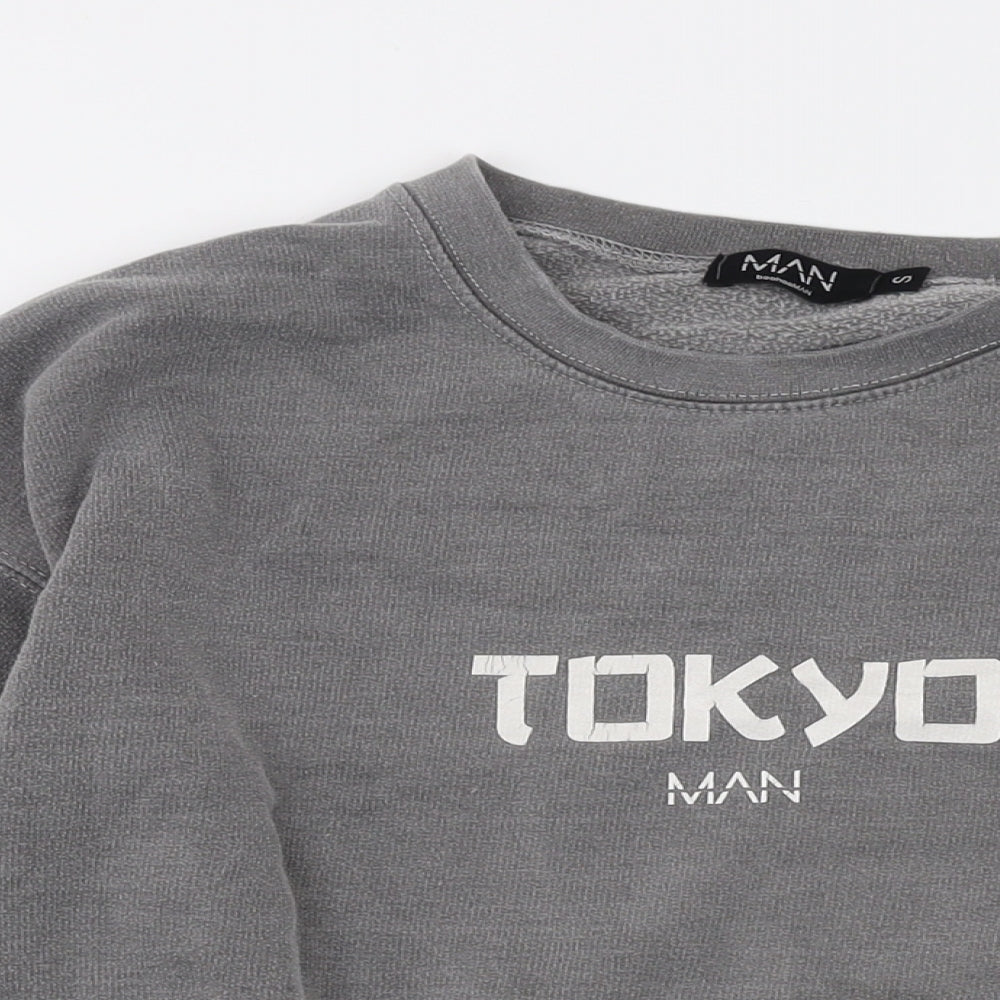Boohoo Mens Grey Cotton Pullover Sweatshirt Size S
