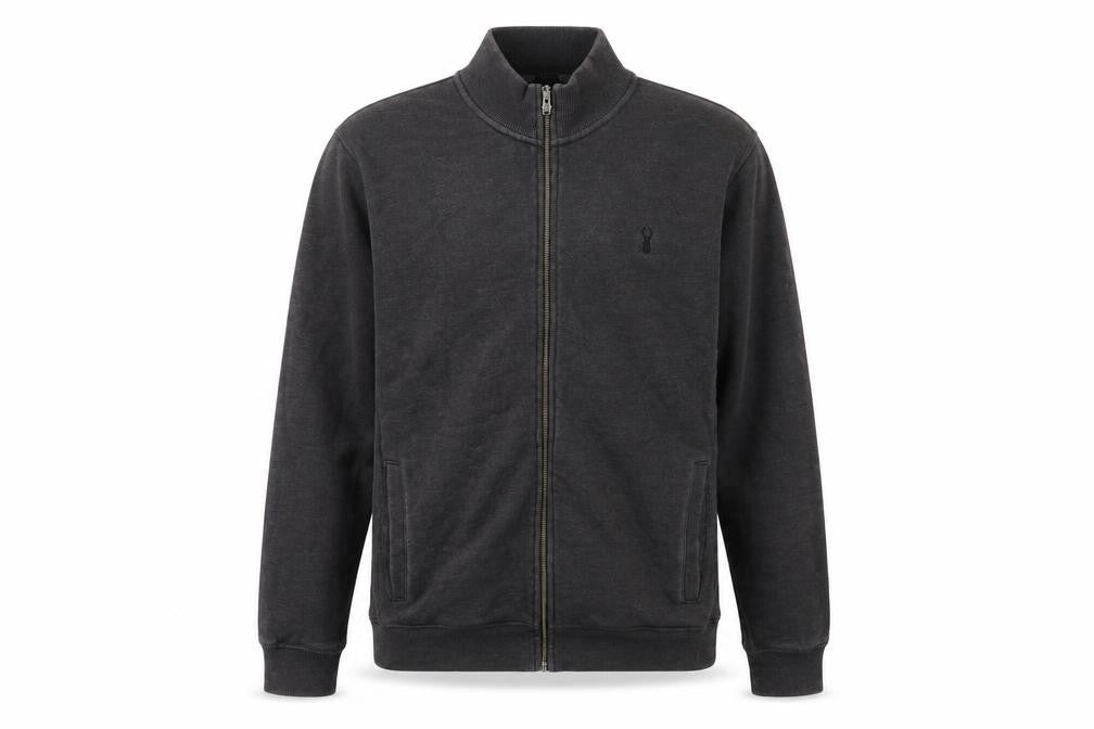 Front view of Next men’s grey cotton full zip sweatshirt, size XL