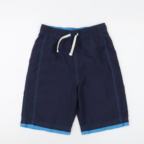 Marks and Spencer Boys Blue Polyester Sweat Shorts Size 11-12 Years Regular Drawstring - Swim Shorts