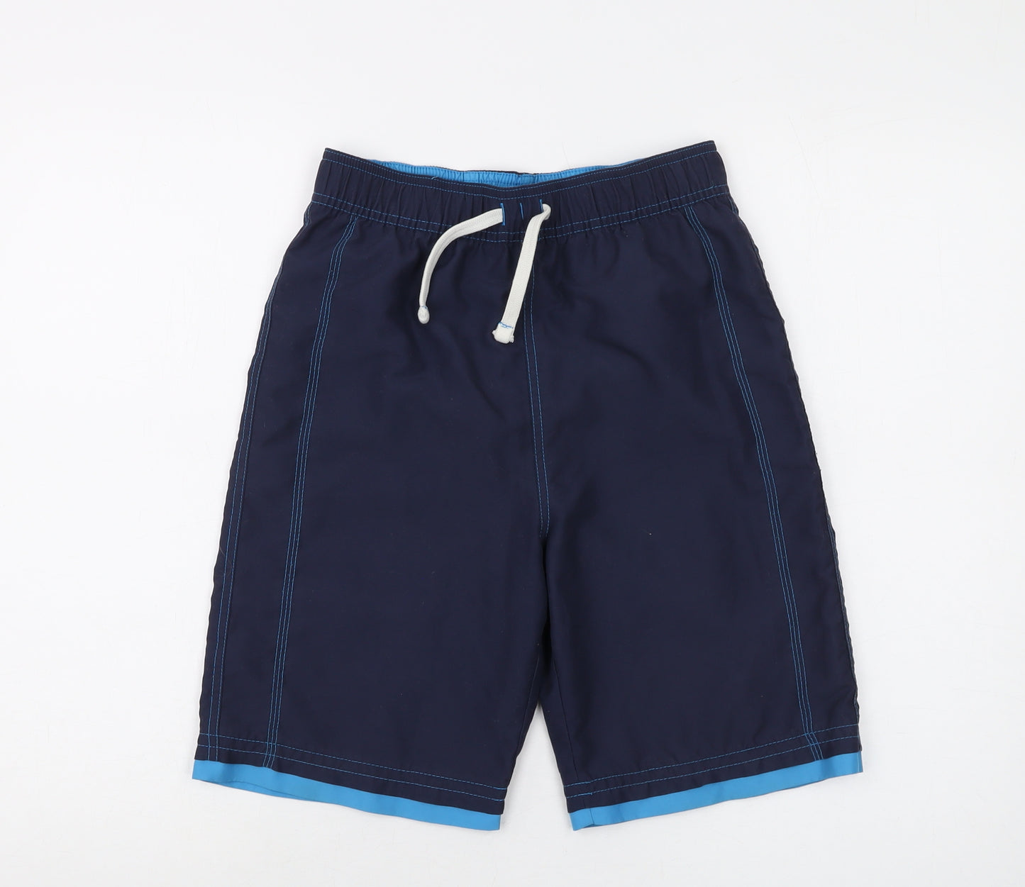 Marks and Spencer Boys Blue Polyester Sweat Shorts Size 11-12 Years Regular Drawstring - Swim Shorts