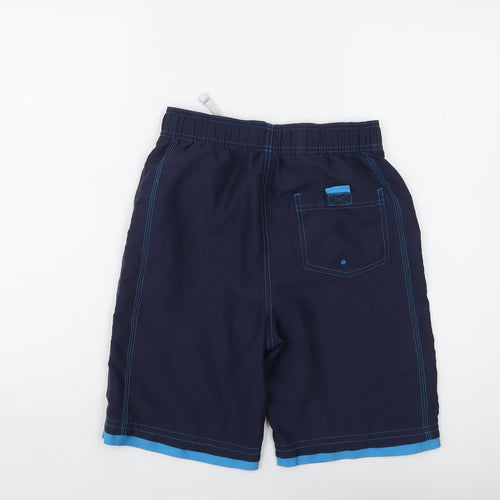 Marks and Spencer Boys Blue Polyester Sweat Shorts Size 11-12 Years Regular Drawstring - Swim Shorts