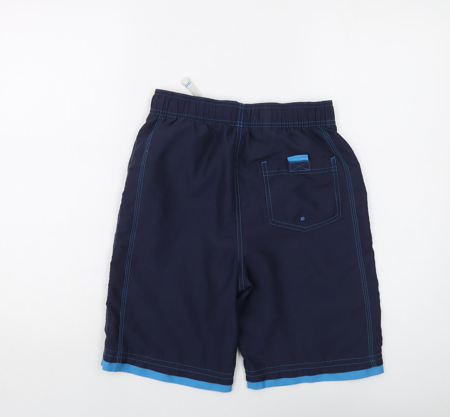 Marks and Spencer Boys Blue Polyester Sweat Shorts Size 11-12 Years Regular Drawstring - Swim Shorts