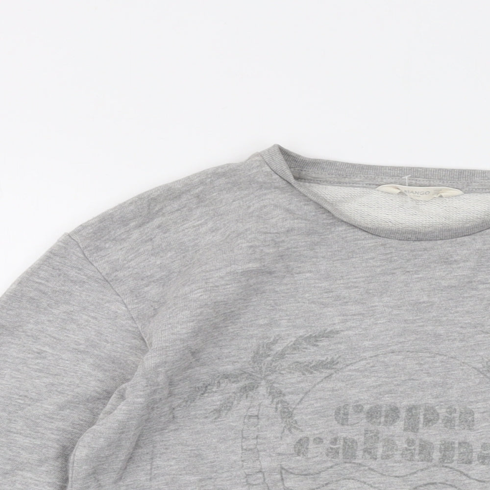 Mango Girls Grey Cotton Pullover Sweatshirt Size 11-12 Years Pullover