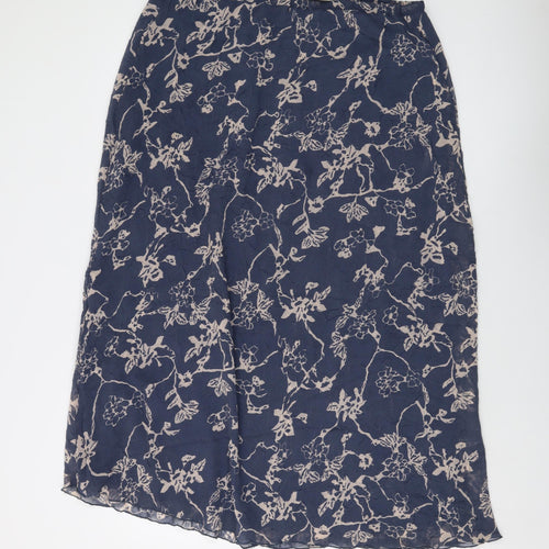 Adini Womens Blue Geometric Polyester A-Line Skirt Size 34 in Zip