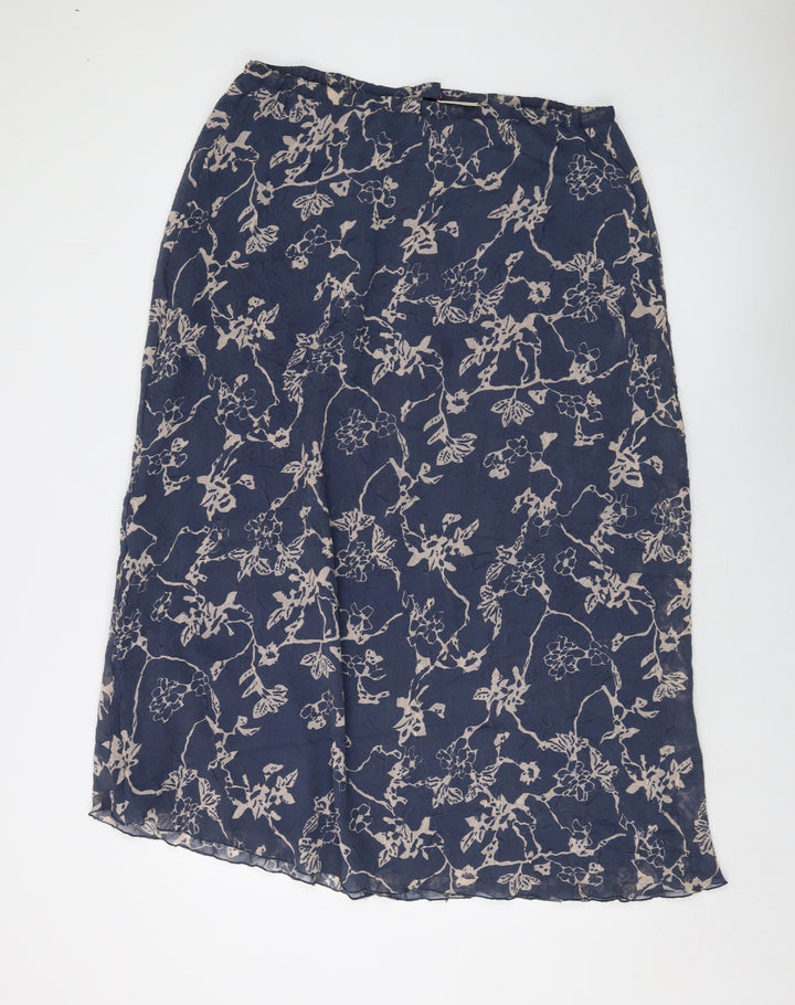 Adini Womens Blue Geometric Polyester A-Line Skirt Size 34 in Zip
