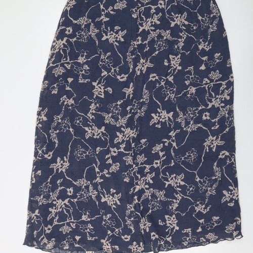 Adini Womens Blue Geometric Polyester A-Line Skirt Size 34 in Zip