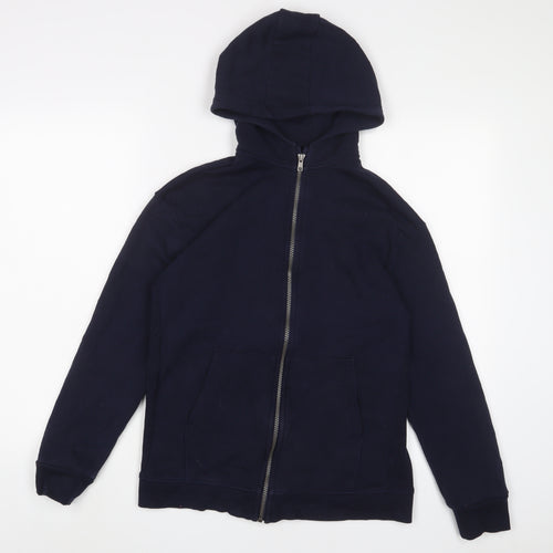 Marks and Spencer Boys Blue Cotton Full Zip Hoodie Size 13-14 Years Zip