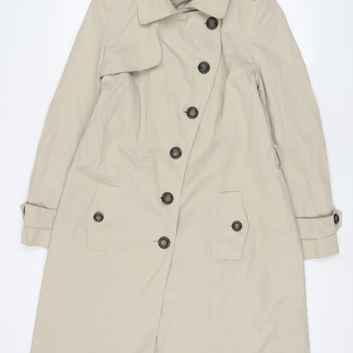 Debenhams Womens Beige Overcoat Coat Size 12 Button