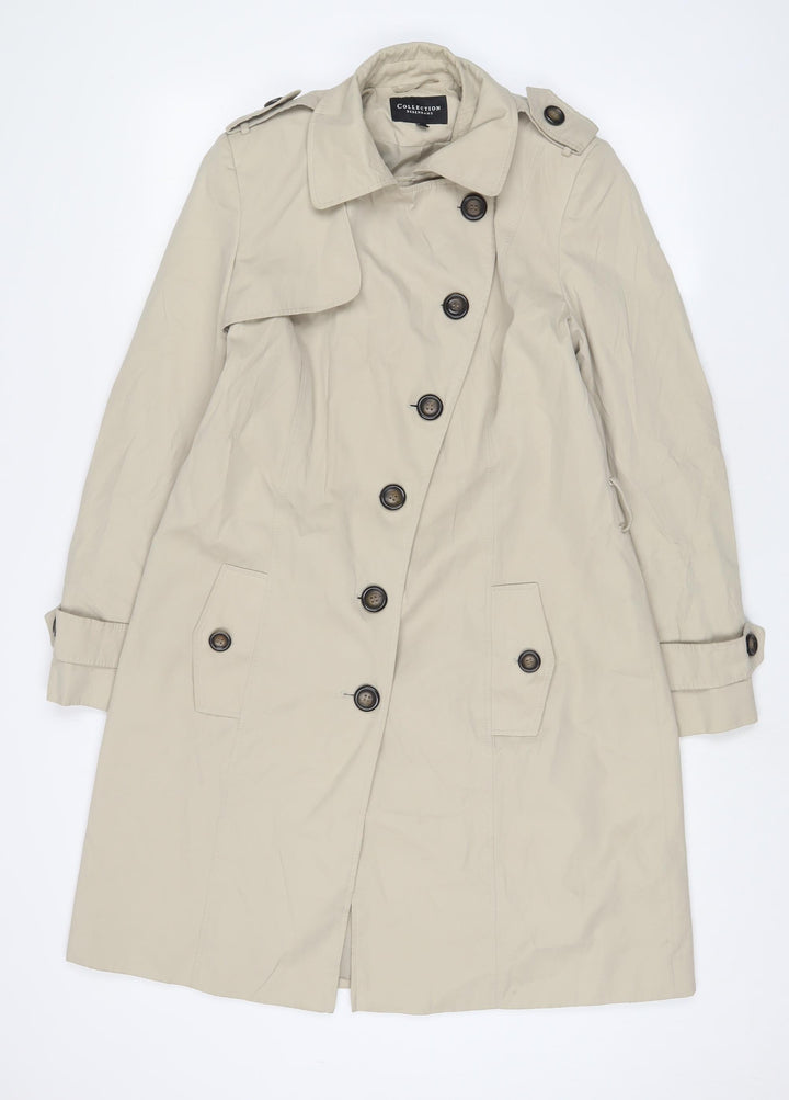 Debenhams Womens Beige Overcoat Coat Size 12 Button