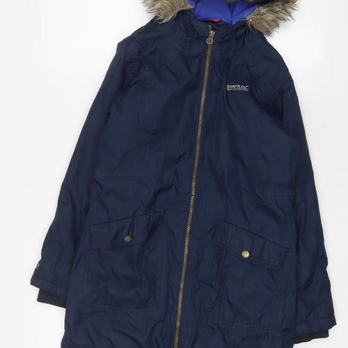 Regatta Girls Blue Parka Coat Size 11-12 Years Zip