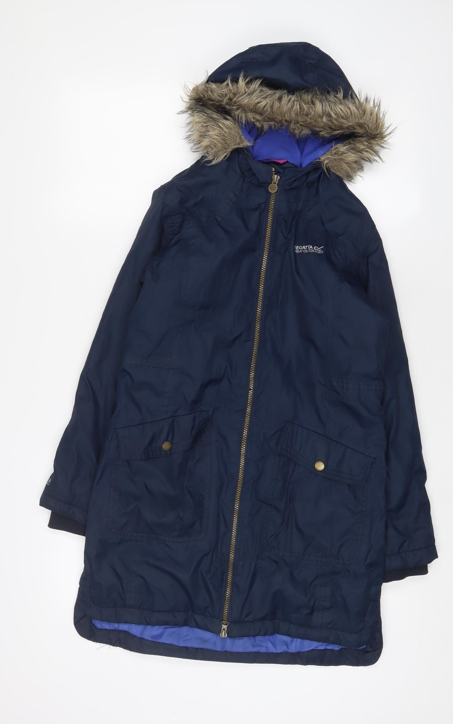 Regatta Girls Blue Parka Coat Size 11-12 Years Zip