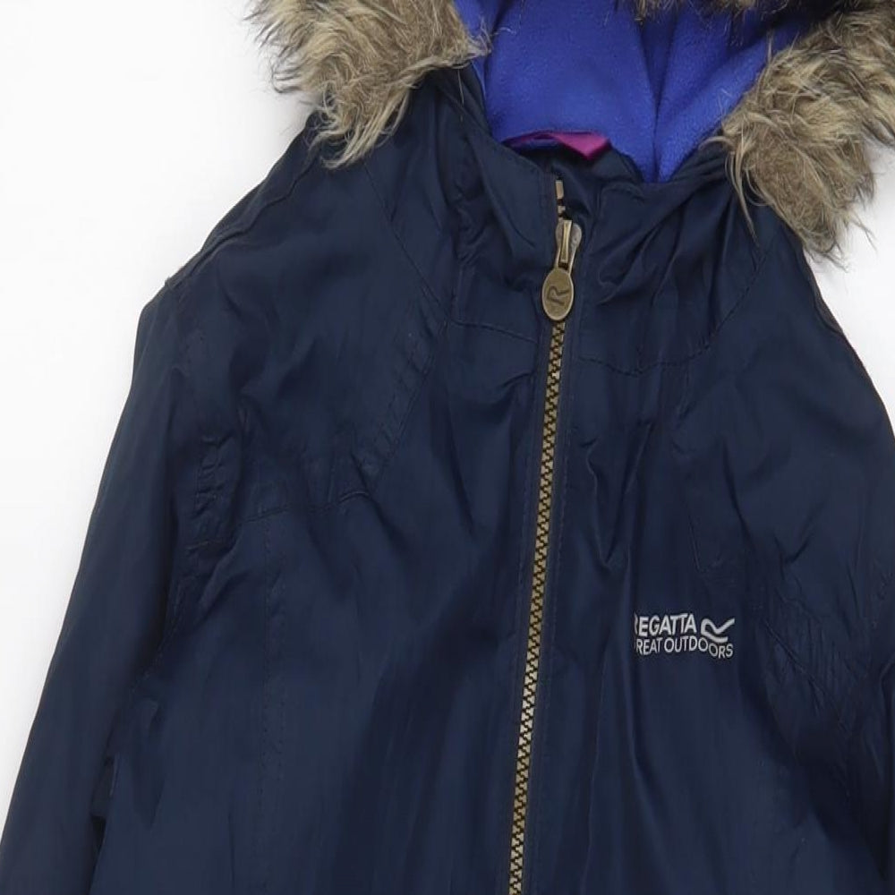 Regatta Girls Blue Parka Coat Size 11-12 Years Zip