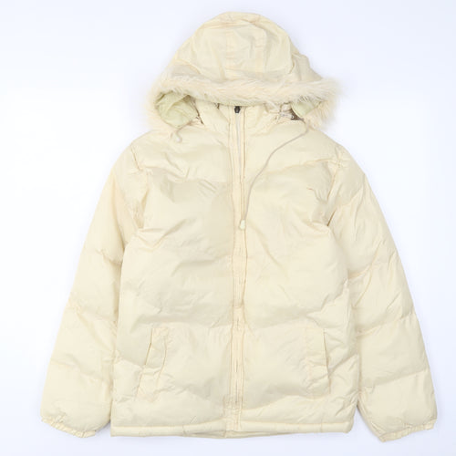 Maitesi Womens Ivory Puffer Jacket Jacket Size S Zip