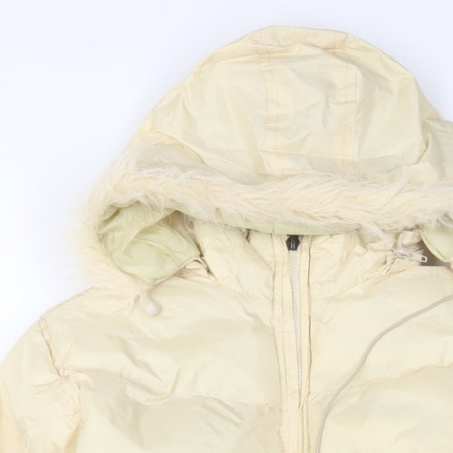 Maitesi Womens Ivory Puffer Jacket Jacket Size S Zip