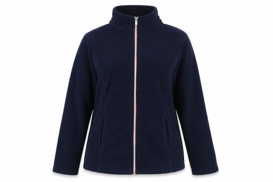 Front view of Capsule women’s blue jacket, size UK 12, zip