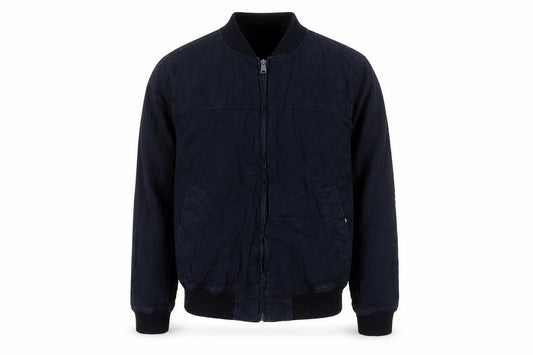 Front view of Gap men’s blue jacket, size M, zip