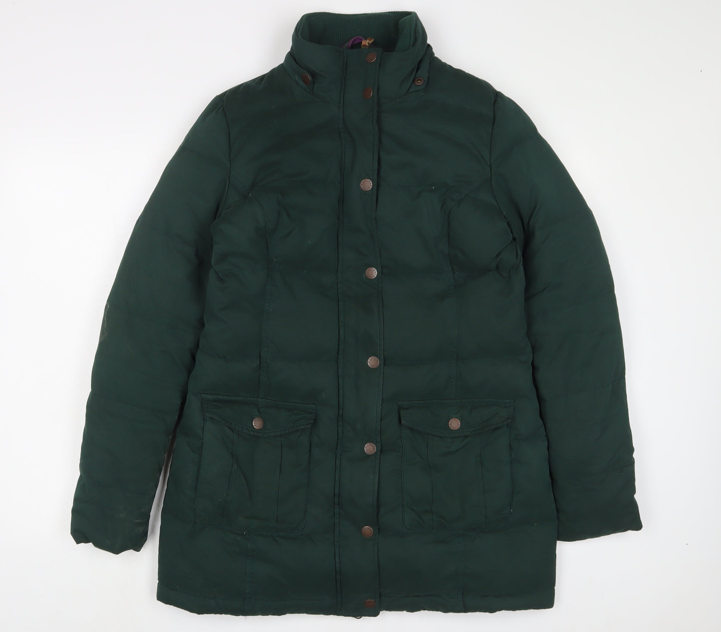 Fat Face Womens Green Quilted Coat Size 12 Zip