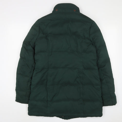 Fat Face Womens Green Quilted Coat Size 12 Zip
