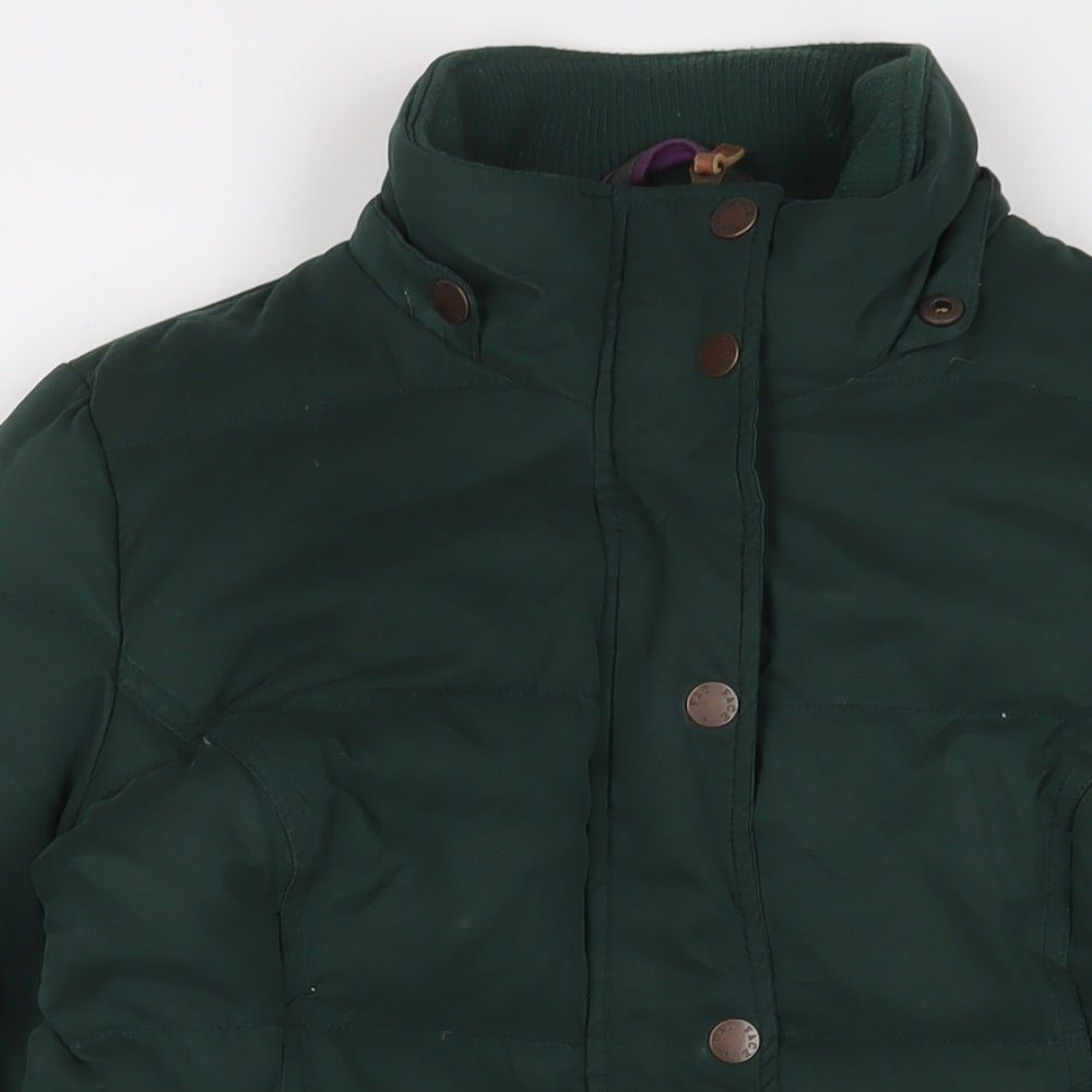 Fat Face Womens Green Quilted Coat Size 12 Zip