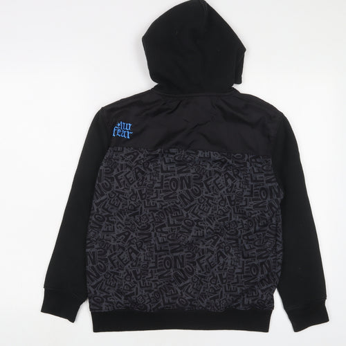 No Fear Boys Black Geometric Cotton Full Zip Hoodie Size 13 Years Zip - Logo, Embroidered