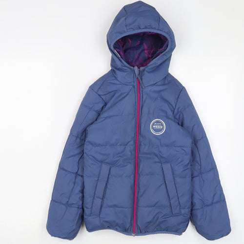 Wedze Girls Blue Basic Coat Coat Size 6 Years Zip