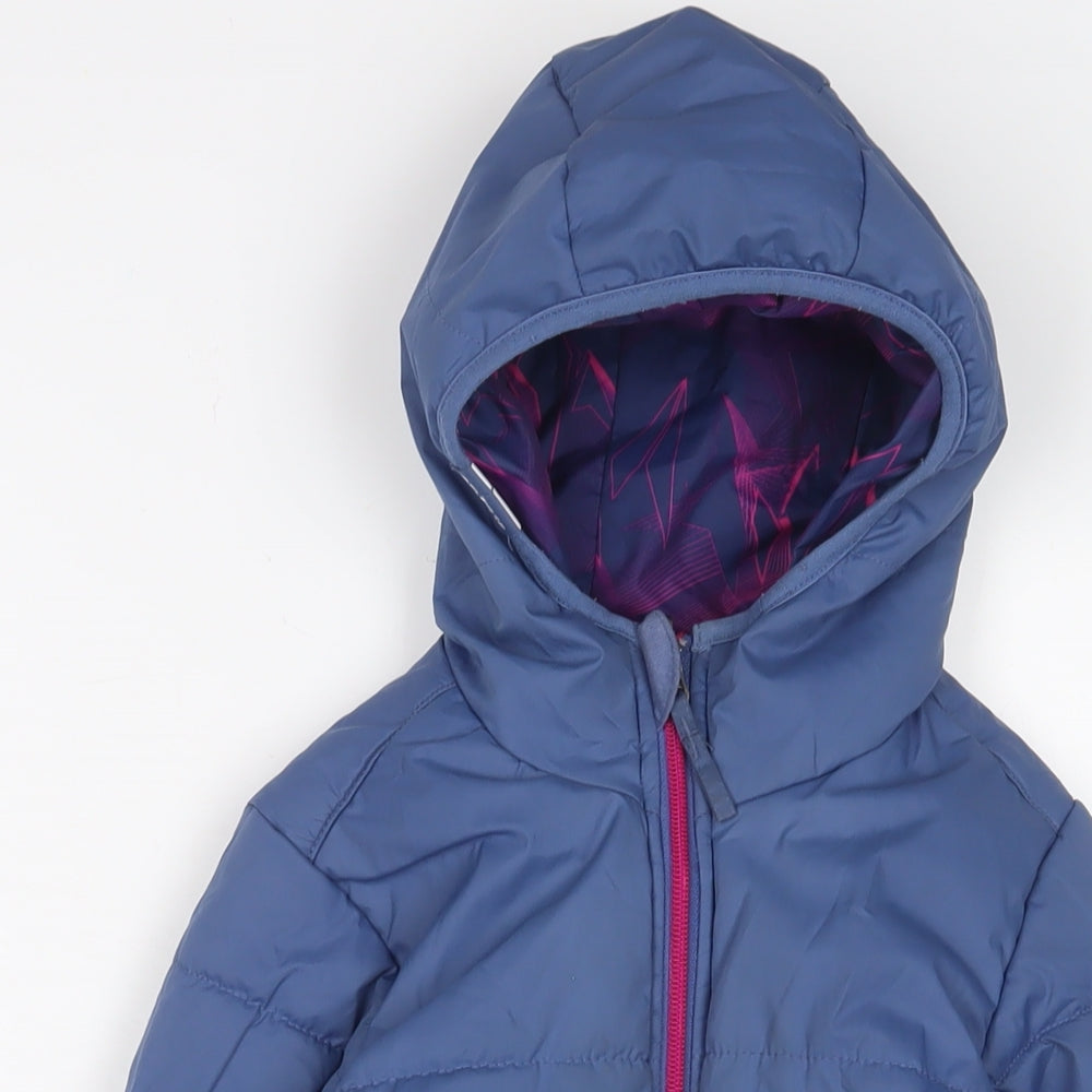 Wedze Girls Blue Basic Coat Coat Size 6 Years Zip
