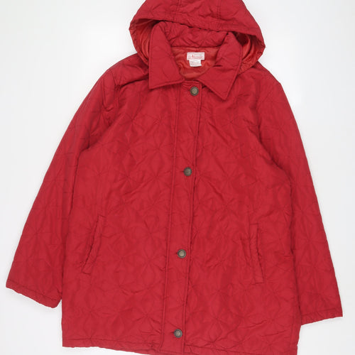 Neuville Womens Red Quilted Coat Size 18 Zip