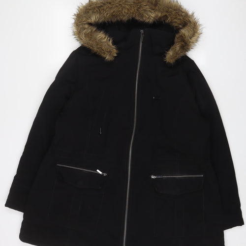 CRAFT & BORROW Womens Black Parka Coat Size XL Zip
