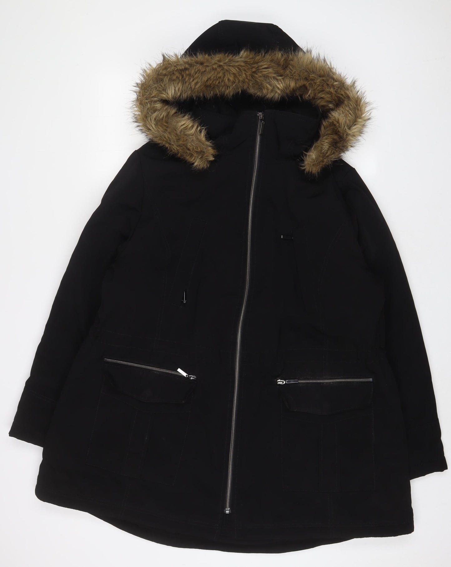 CRAFT & BORROW Womens Black Parka Coat Size XL Zip